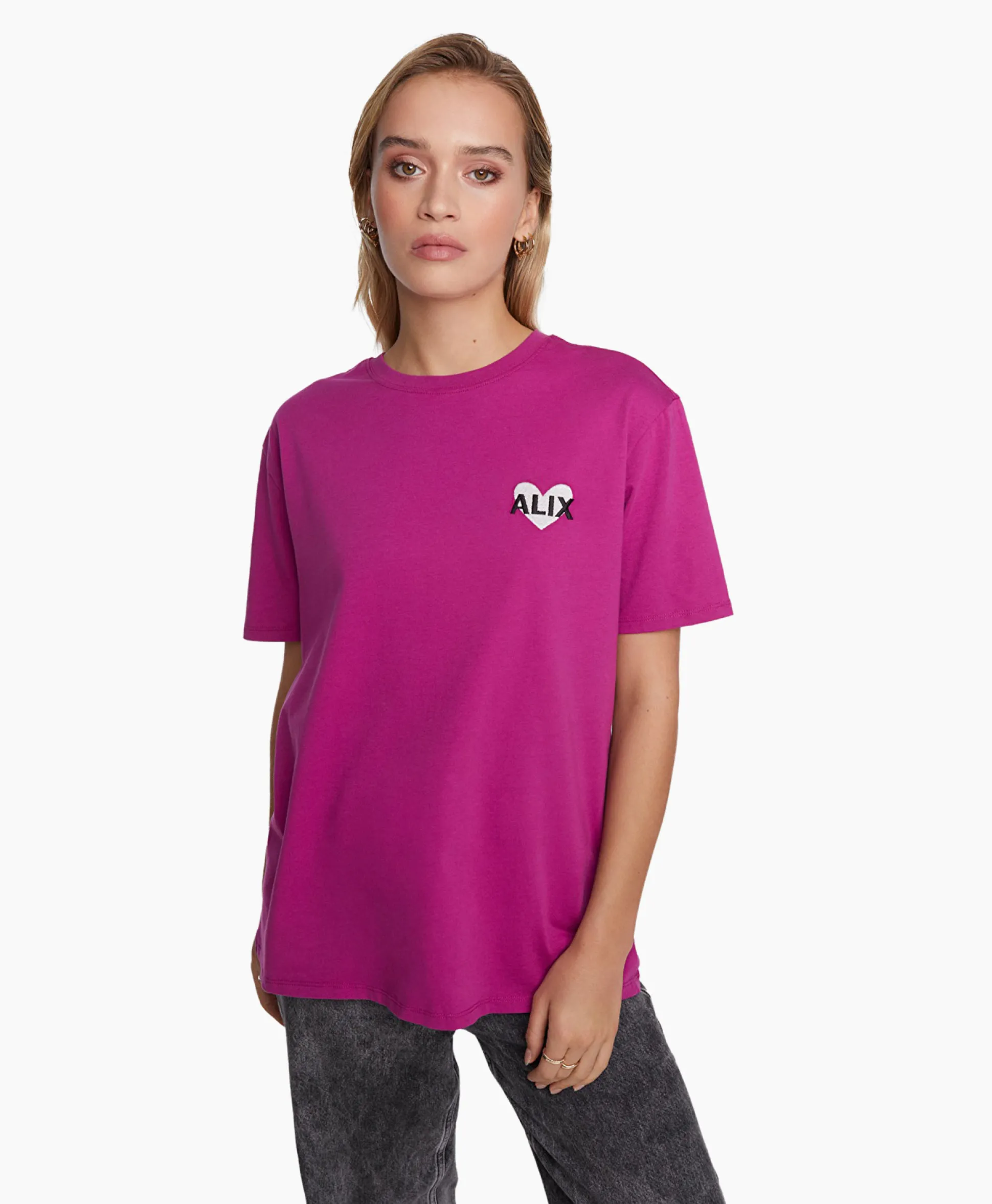 Online T-Shirt Korte Mouw Knitted Alix Heart Bordeaux Dames T-Shirts & Tops