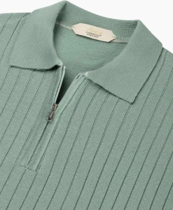 Online Pullover Rib Zip Polos Ls Licht Groen Heren Truien