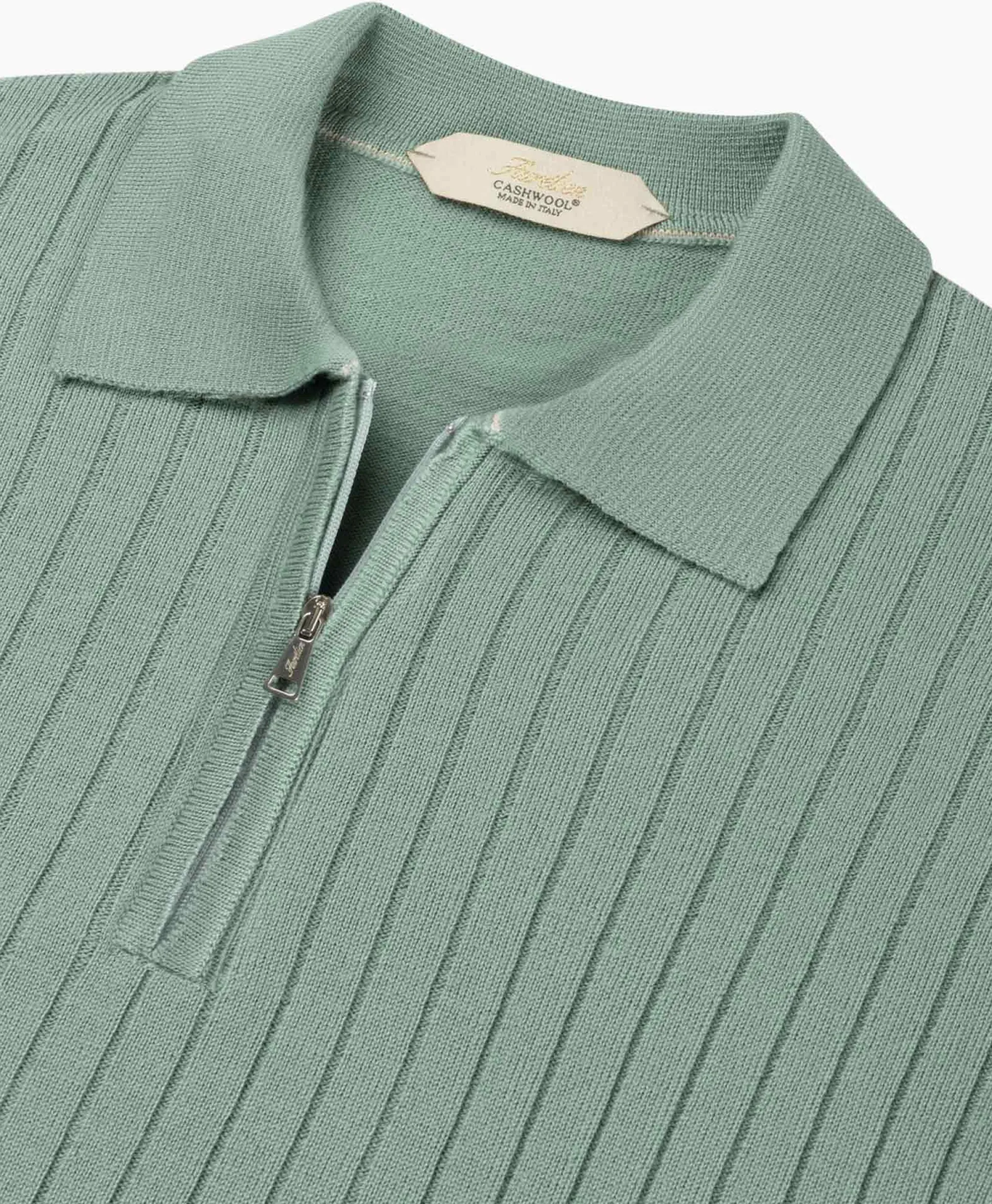 Online Pullover Rib Zip Polos Ls Licht Groen Heren Truien