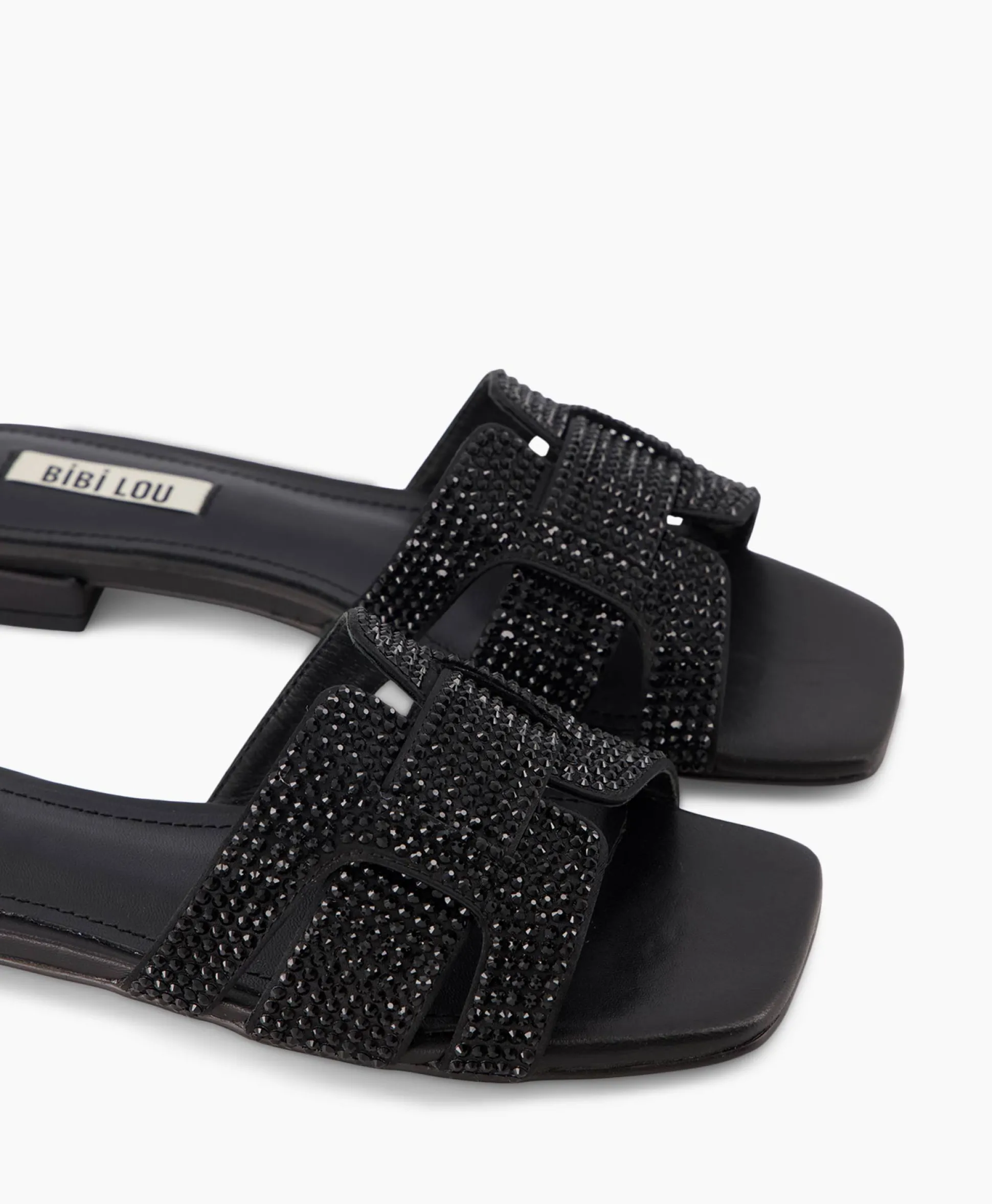 Clearance Sandaal Zonder Hak Strass Zwart Dames Sandalen