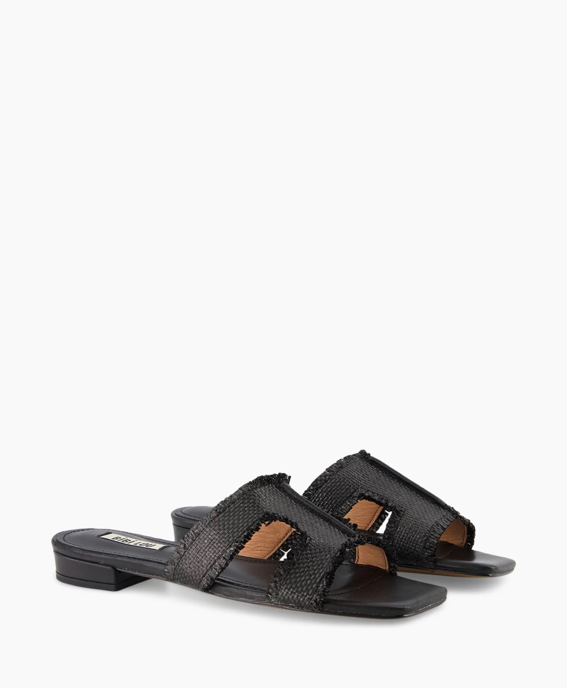 Best Sandaal Zonder Hak Rafia Zwart Dames Sandalen