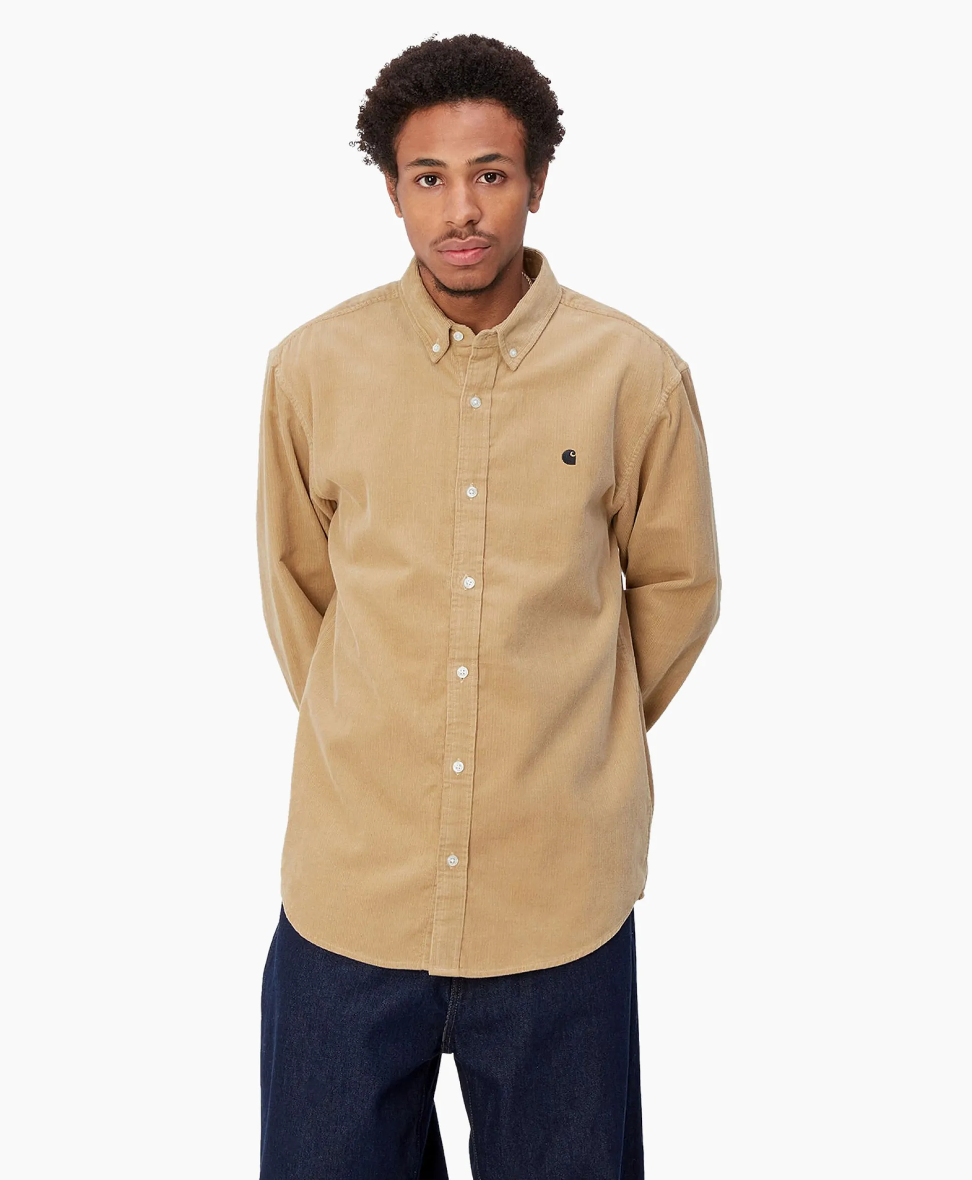 Sale Overhemd L/S Madison Fine Cord Beige Heren Overhemden