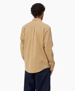 Sale Overhemd L/S Madison Fine Cord Beige Heren Overhemden