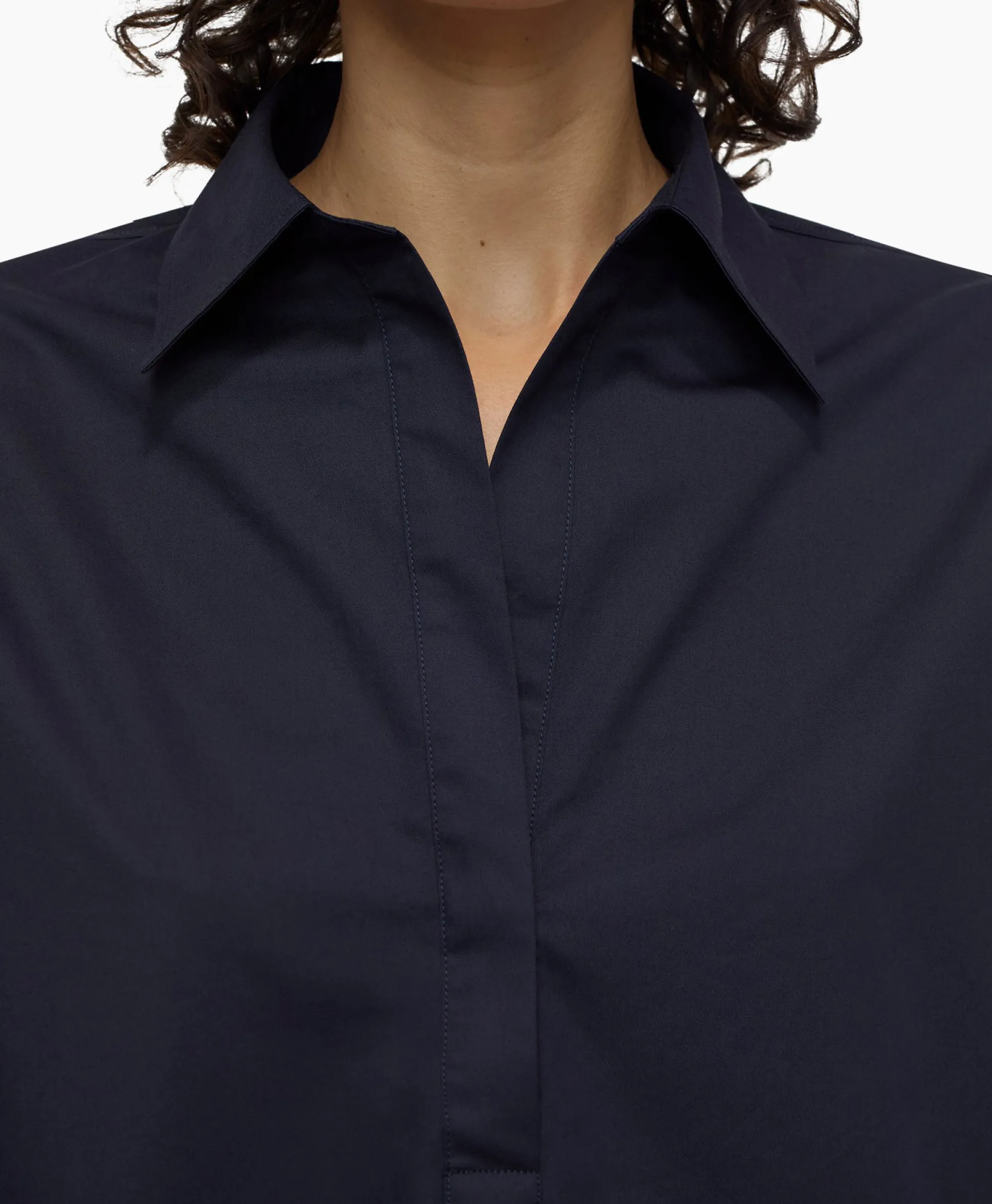 Discount Blouse Open Neck Tunic Donker Blauw Dames Blouses
