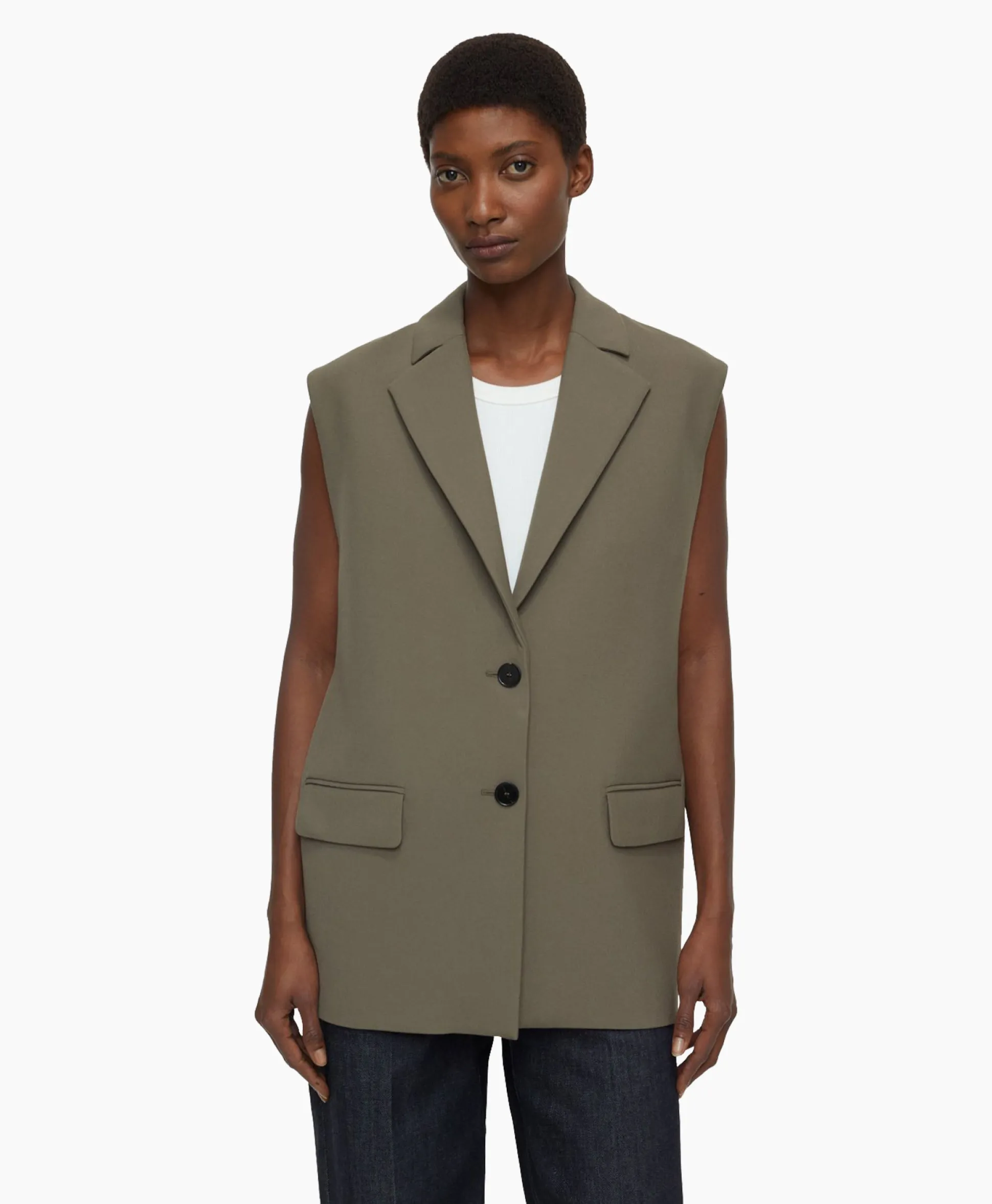 Best Sale Gilet Sleeveless Taupe Dames Gilets