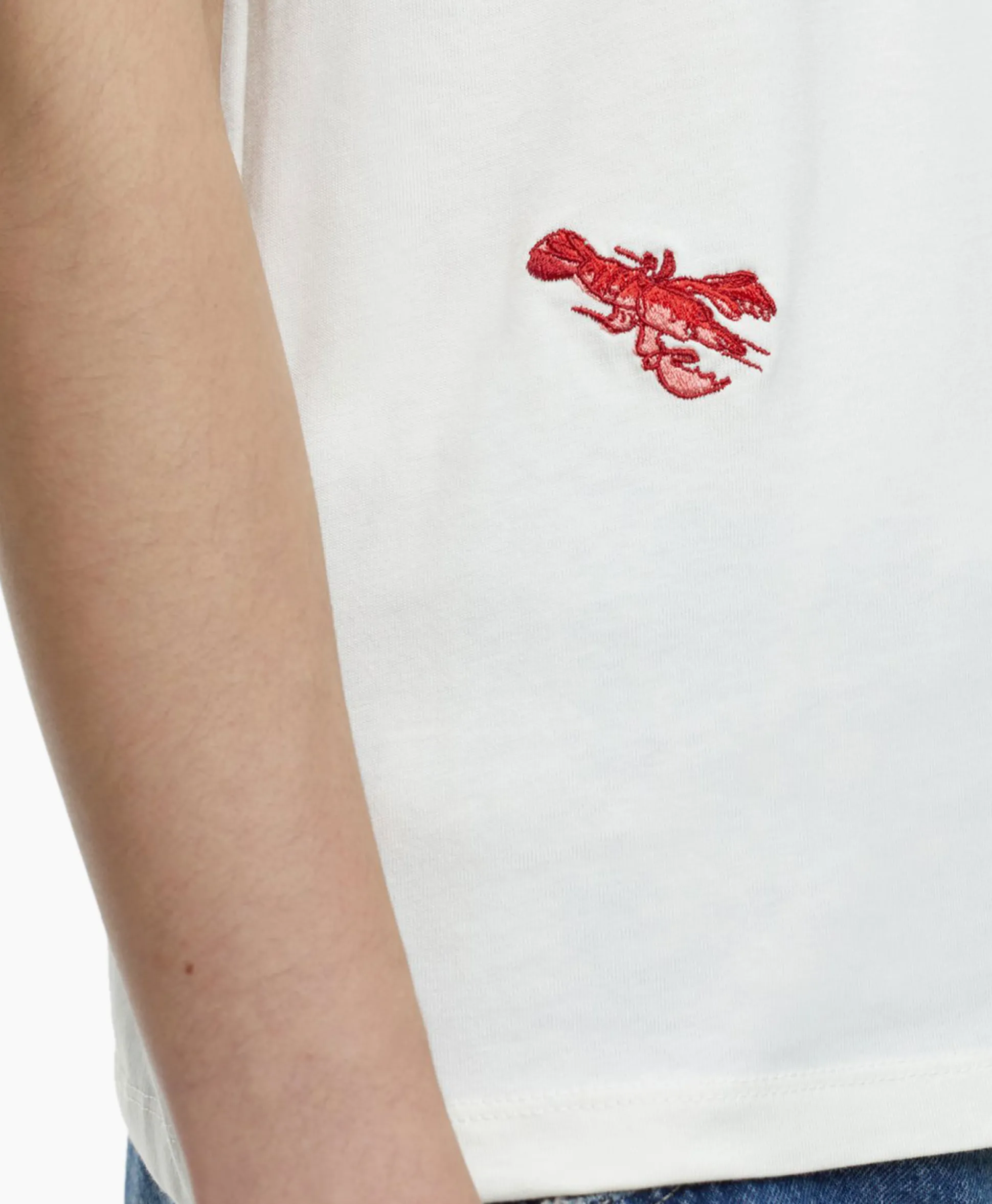 New T-Shirt Korte Mouw Printed Ecru Dames T-Shirts & Tops