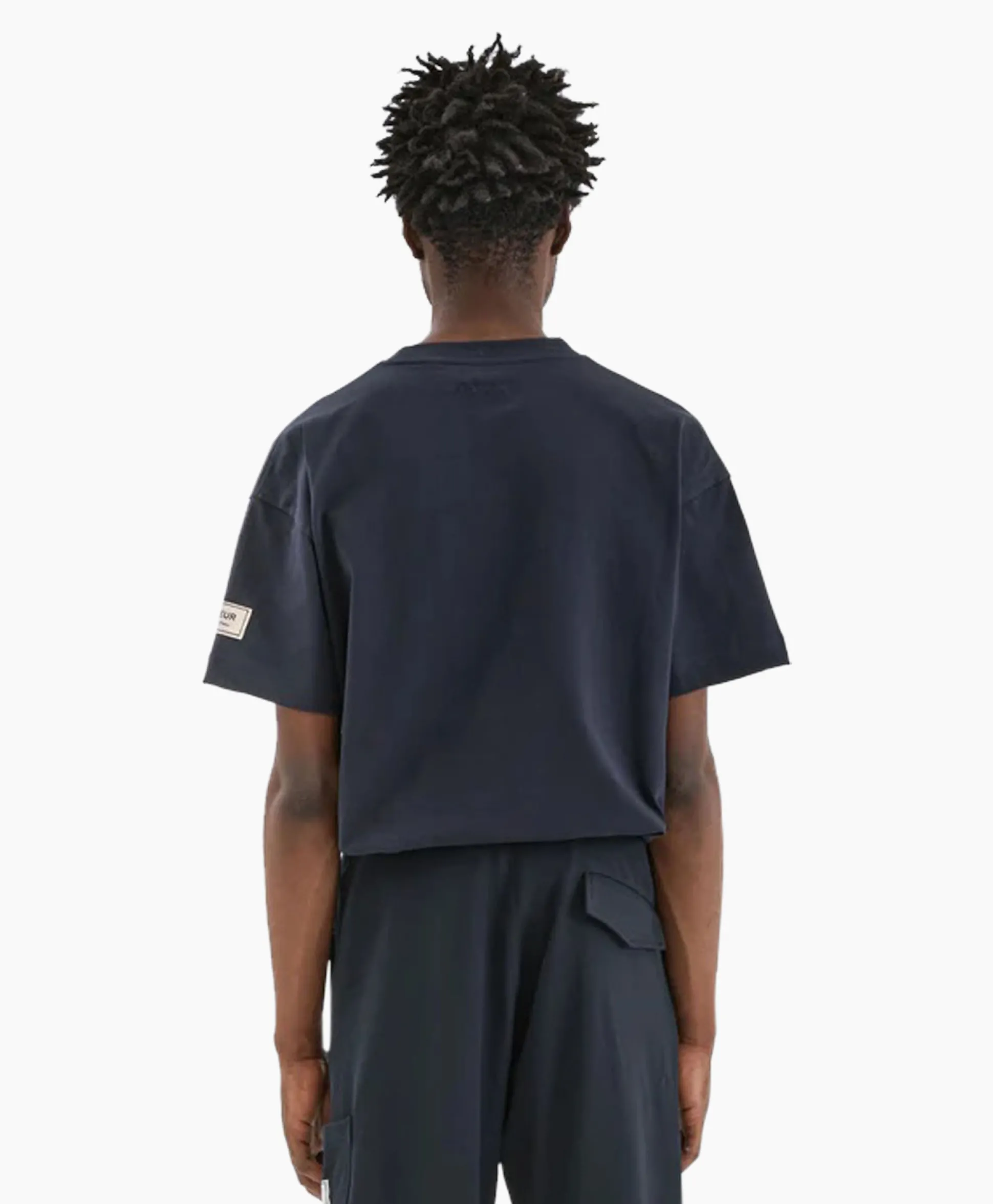 Cheap Flaneur T-Shirt Korte Mouw Atelier Sleeve Amblem Donker Blauw Heren T-Shirts