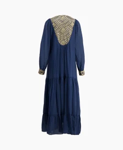 Cheap Maxi Jurk Long New All Over Cotton Donker Blauw Dames Jurken