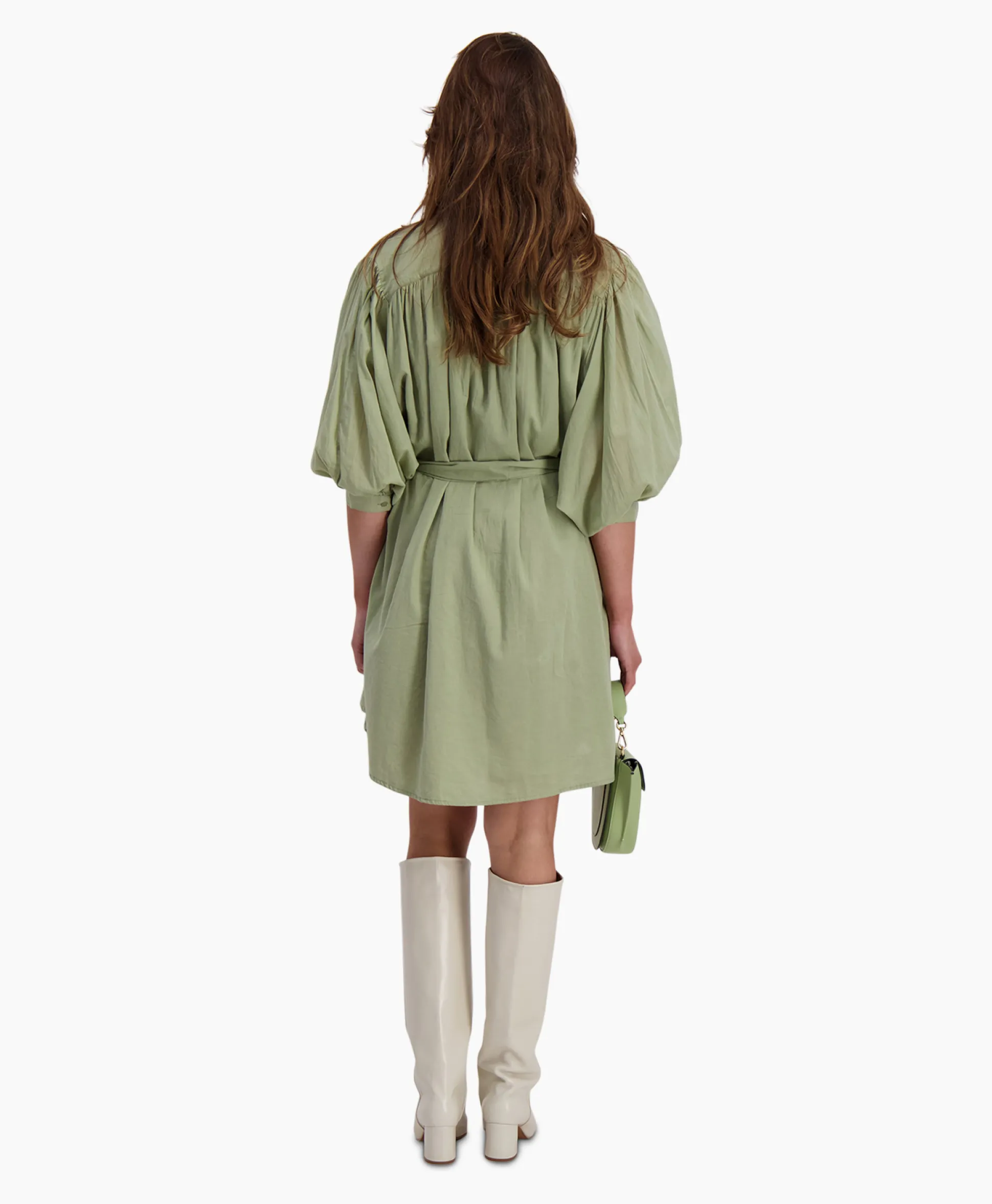 Shop Mini Jurk Balloon Short Double Layered Licht Groen Dames Jurken