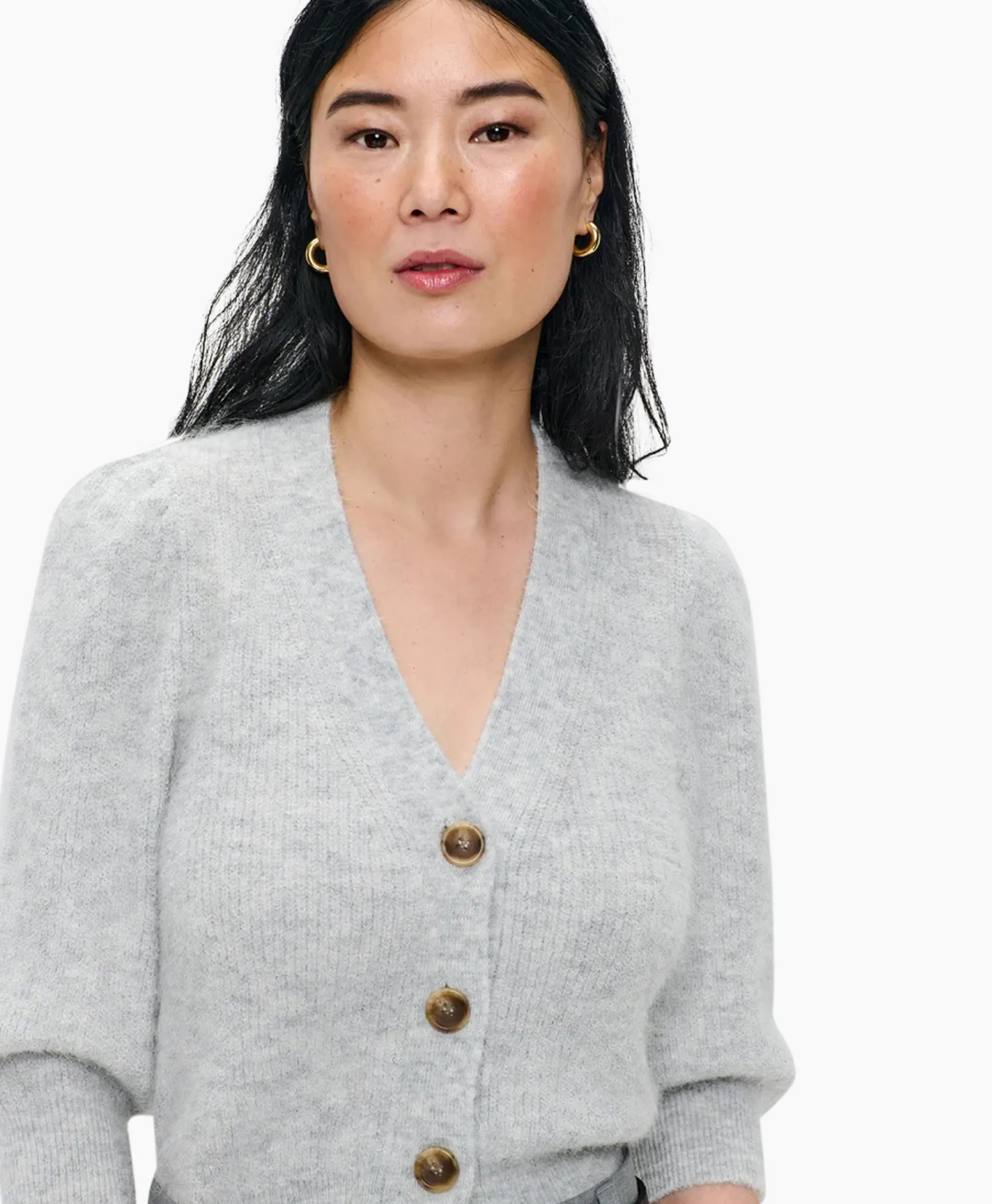 Fashion Vest Cropped 3/4 Sleeve Licht Grijs Dames Vesten